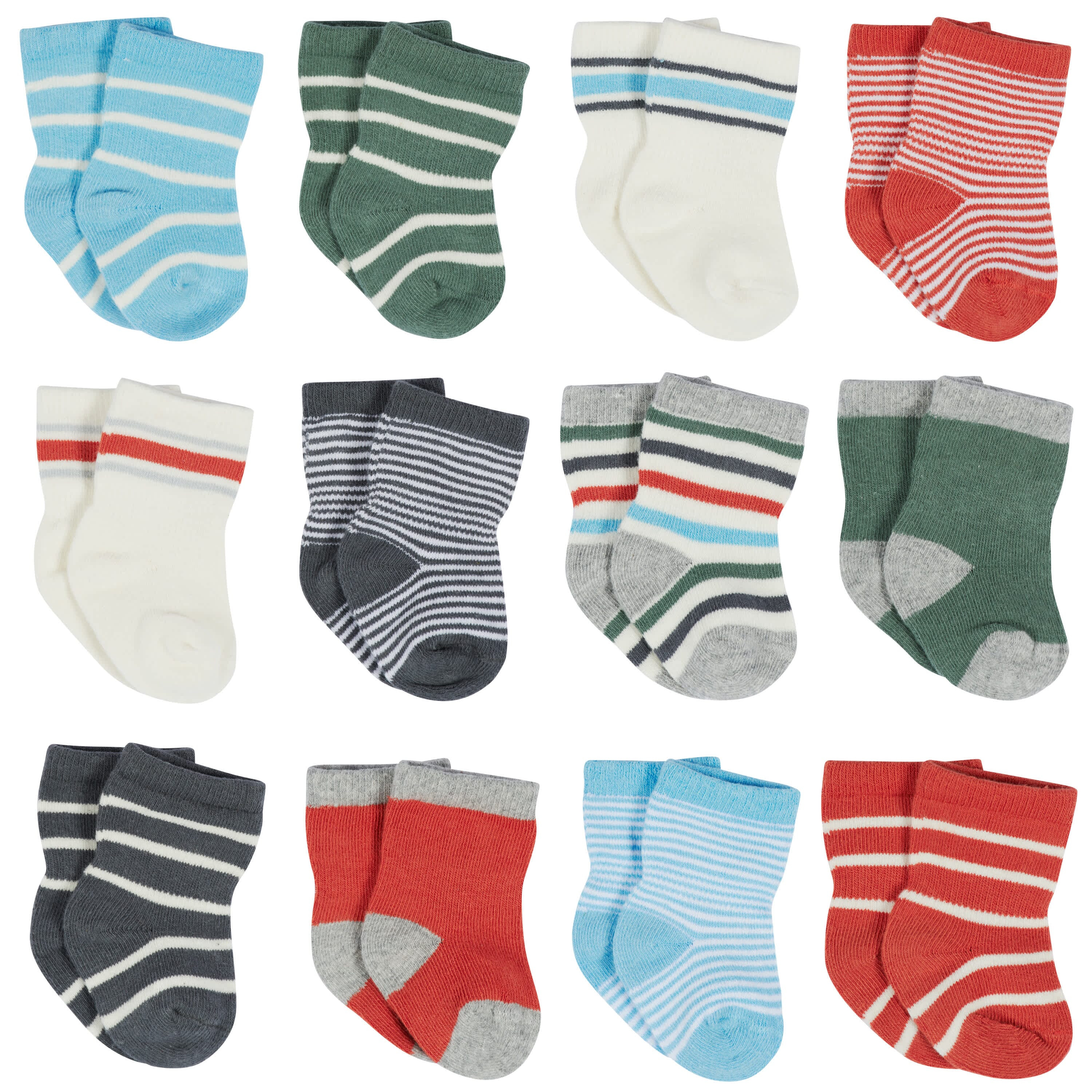 12-Pack Baby & Toddler Boys Unbearably Cute Jersey Crew Wiggle Proof® Socks | Gerber Childrenswear