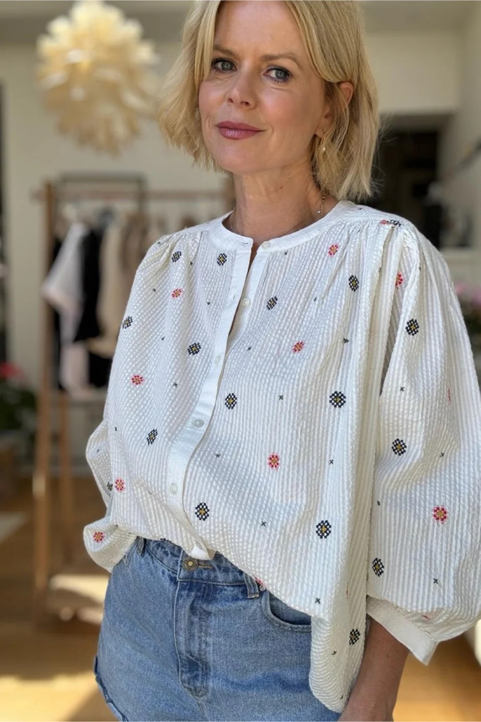 Julia Embroidered Blouse - Ivory/Multi | WYSE London