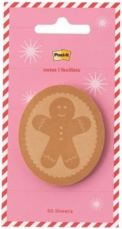 Post-it Jingle Sticky Notes, Gingerbread Man Design, 2 in. x 2.4 in., 1 Gingerbread-Shaped Christ... | Amazon (US)