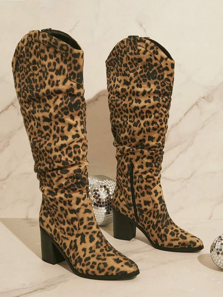 SHUZIA Leopard Print High Heel Over-The-Knee Boots For Women, Autumn/Summer Shoes Spring Shoes Spring Break Easter | SHEIN