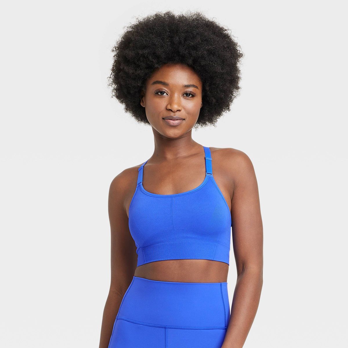 Women's Seamless Medium Support Cami Midline Sports Bra - All In Motion™ Dark Blue M | Target