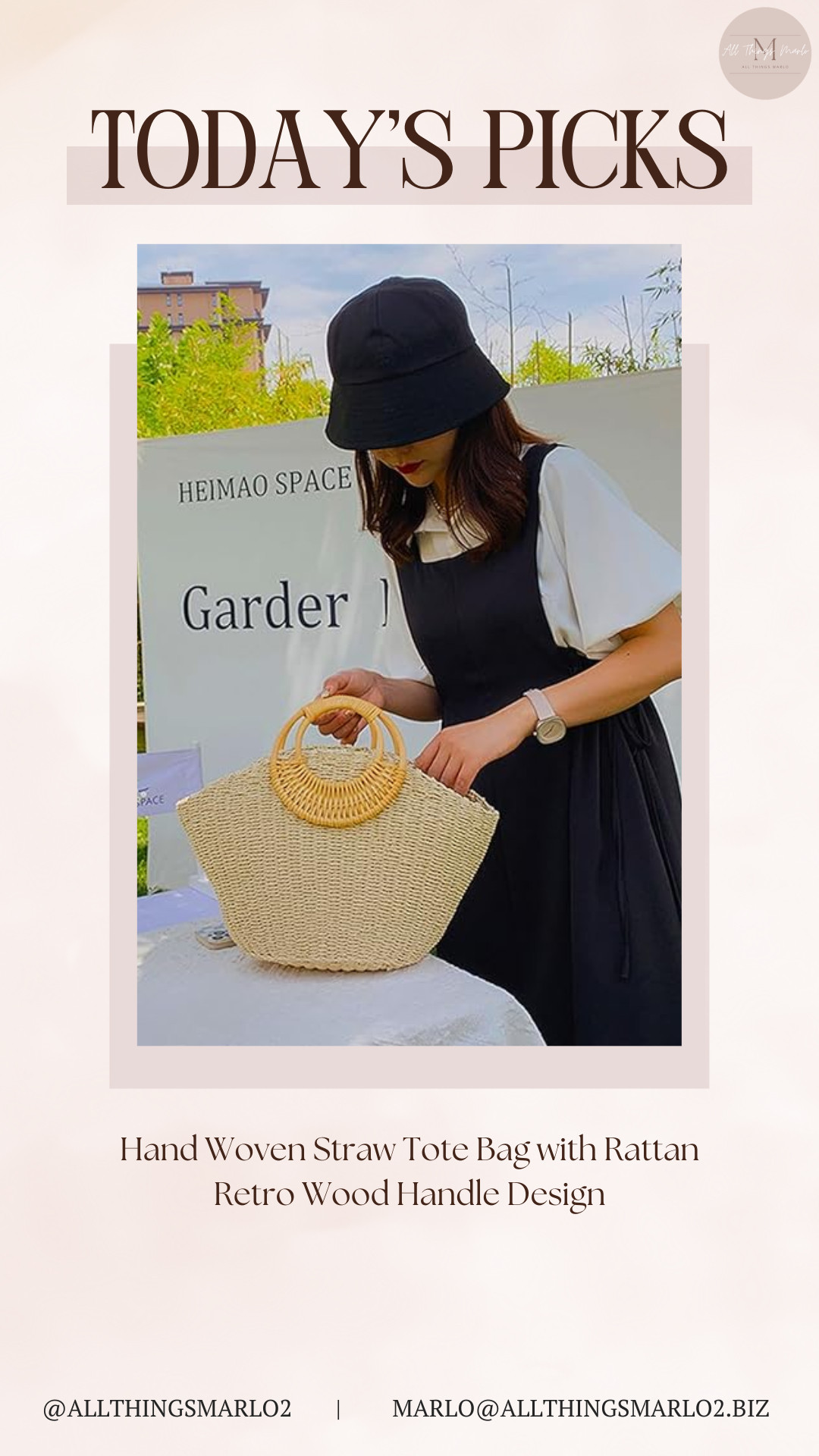 Hand Woven Straw Tote Bag with Rattan Retro Wood Handle Design 

 #LTKSeasonal #LTKWorkwear #LTKTravel