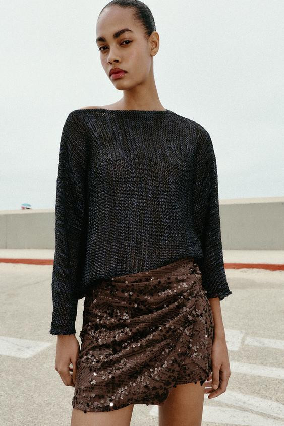SEQUIN MINI SKORT WITH KNOT | Zara UK