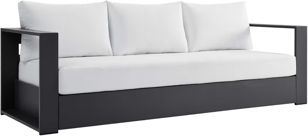 Modway Tahoe Aluminum Outdoor Patio Sofa in Gray White | Amazon (US)