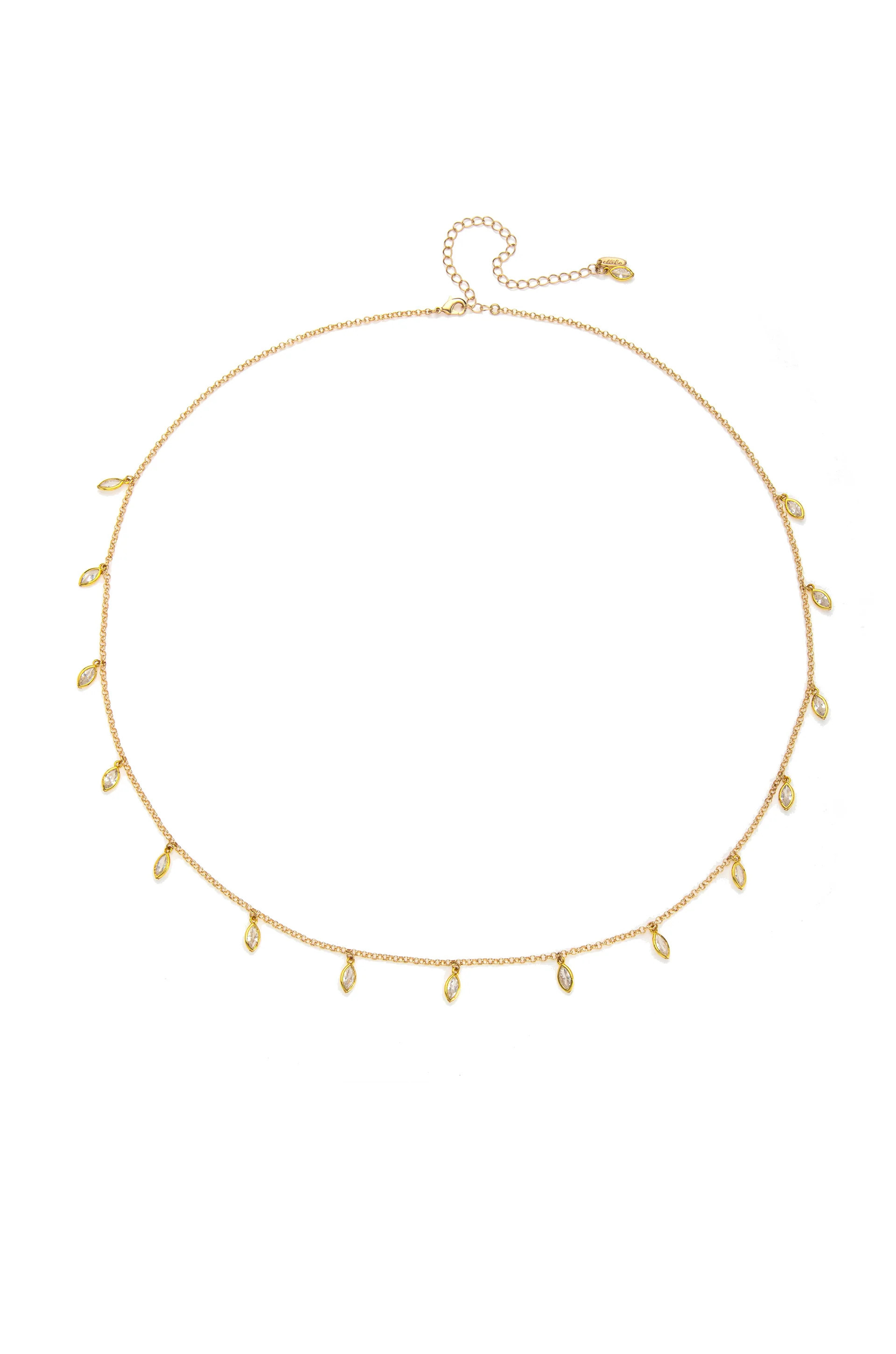 Crystal Droplet Thin Chain Gold Body Chain | Ettika