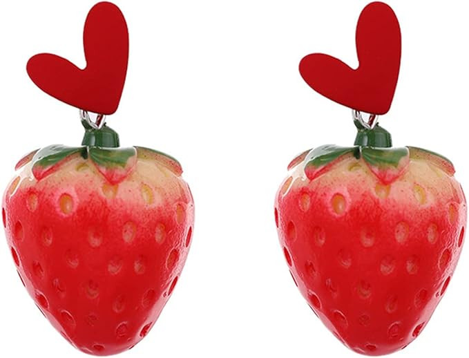 MALOYANVE 3D Strawberry Acrylic Earring for Women Teen Girls Cute Stereoscopic Red Strawberry Sim... | Amazon (US)