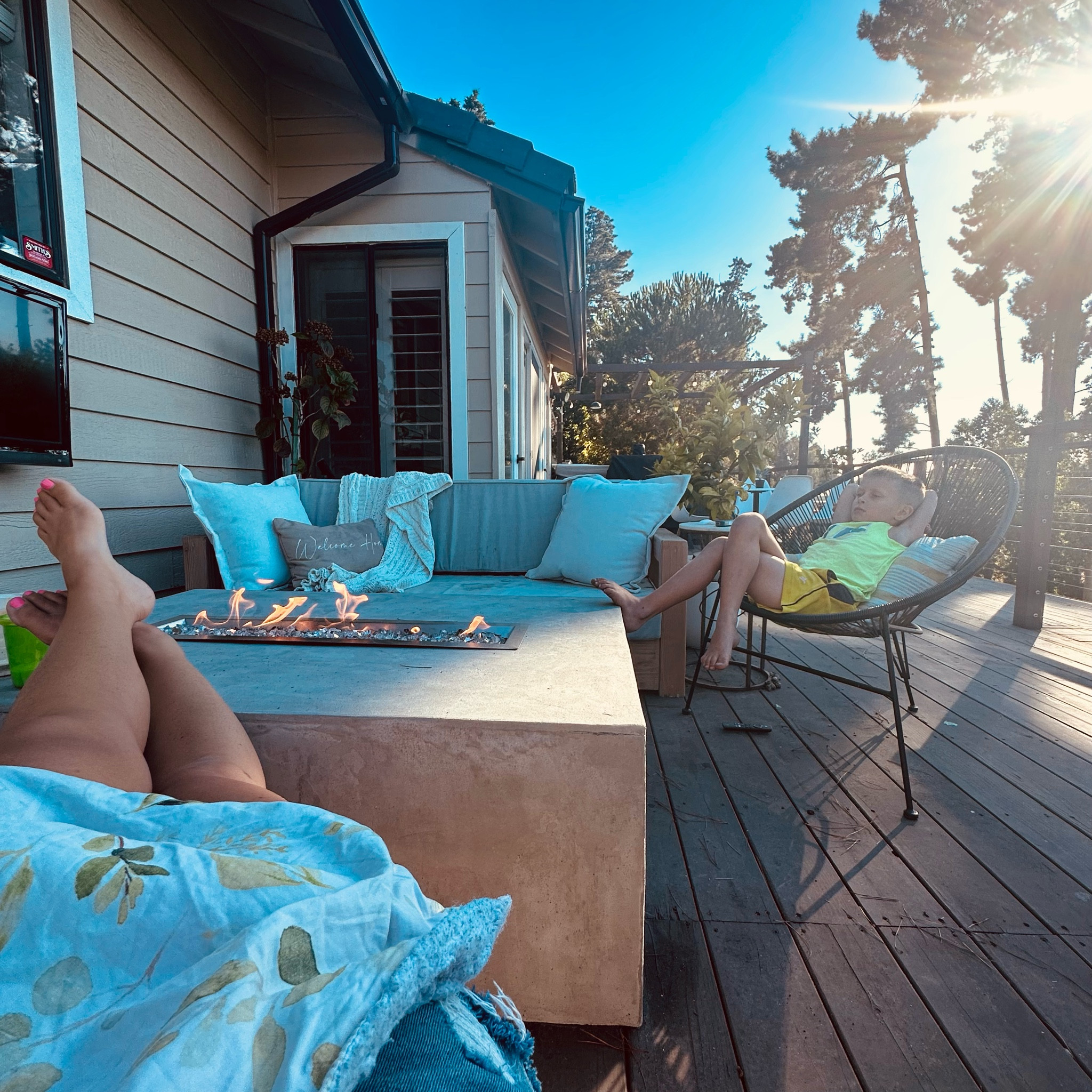 Perfect summer night with a breeze requiring our fire table to be turned on 🙌🏼

#LTKhome #LTKfamily #LTKSeasonal