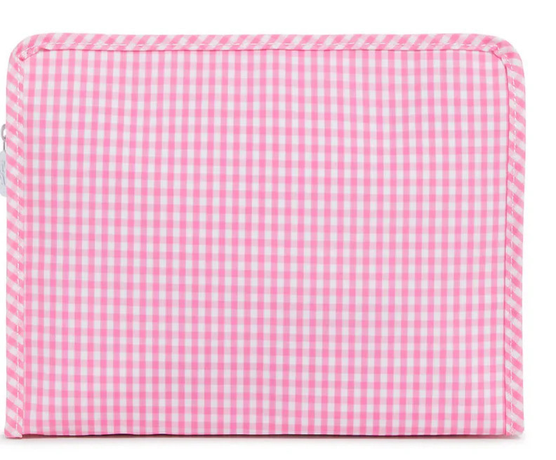 Roadie Large Zip Pouch Gingham Pink | Refinery