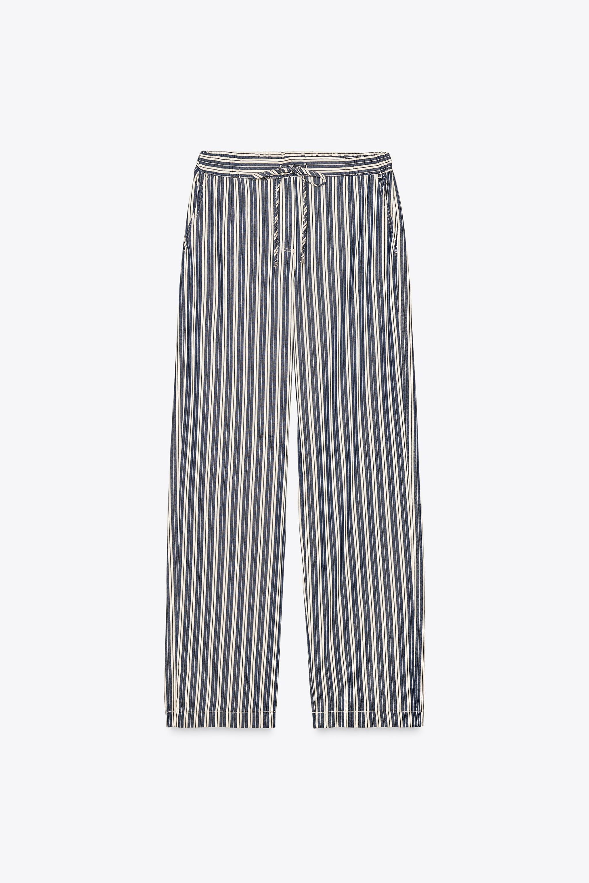 STRIPED WIDE-LEG TROUSERS | Zara US