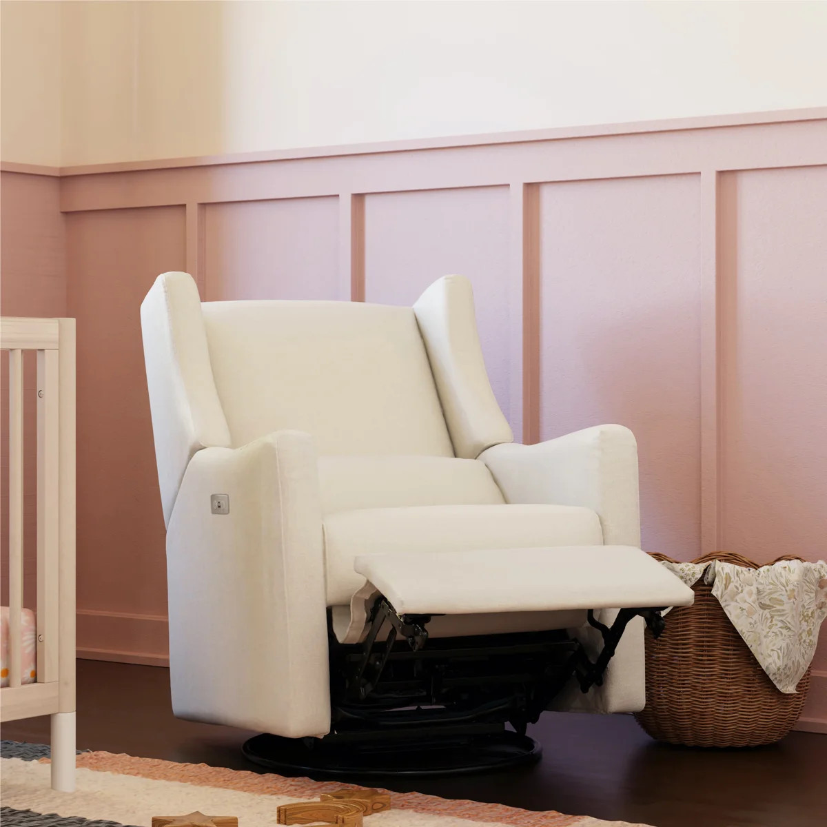 Kiwi Performance Cream Eco Weave Electronic Recliner and Swivel Glider with USB port | Wayfair North America