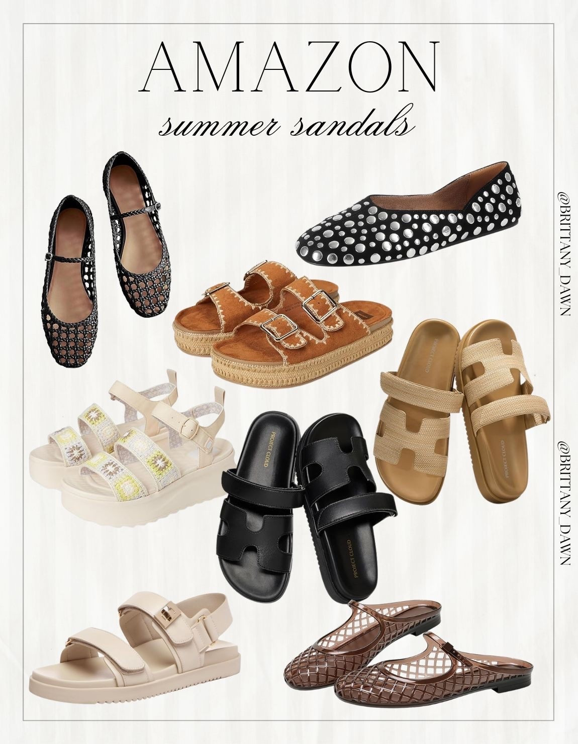 Found the ultimate summer footwear collection on Amazon, and I just had to share! I am loving this mix of chic mesh flats, classic slides, and chunky platforms that effortlessly elevate any casual warm-weather outfit.👡☀️
Finding stylish, high-quality shoes that keep you comfortable all day long can be rare, but these gems check every single box perfectly. 🩴✨
#amazonsandals #summerfootwear #amazonfinds #summerstyle #casualoutfit #sandals #amazonfashion

#LTKootd #LTKSeasonal