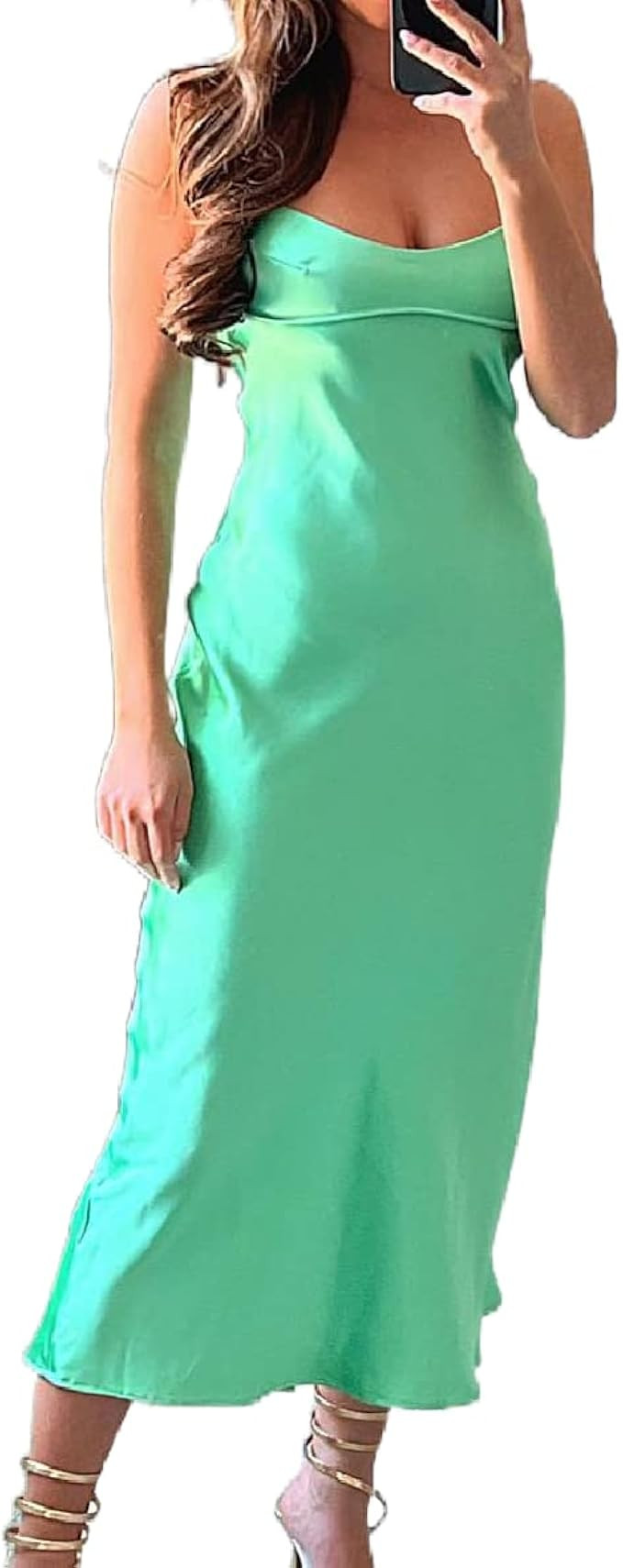 Seyumixi Women Hollow Out Long Dress Bodycon Backless Maxi Dress V Neck Spaghetti Strap Cocktail ... | Amazon (US)