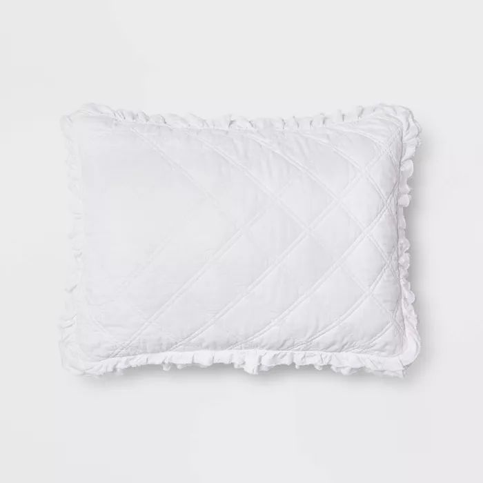 Vintage Washed Ruffle Quilt Pillow Sham - Threshold™ | Target