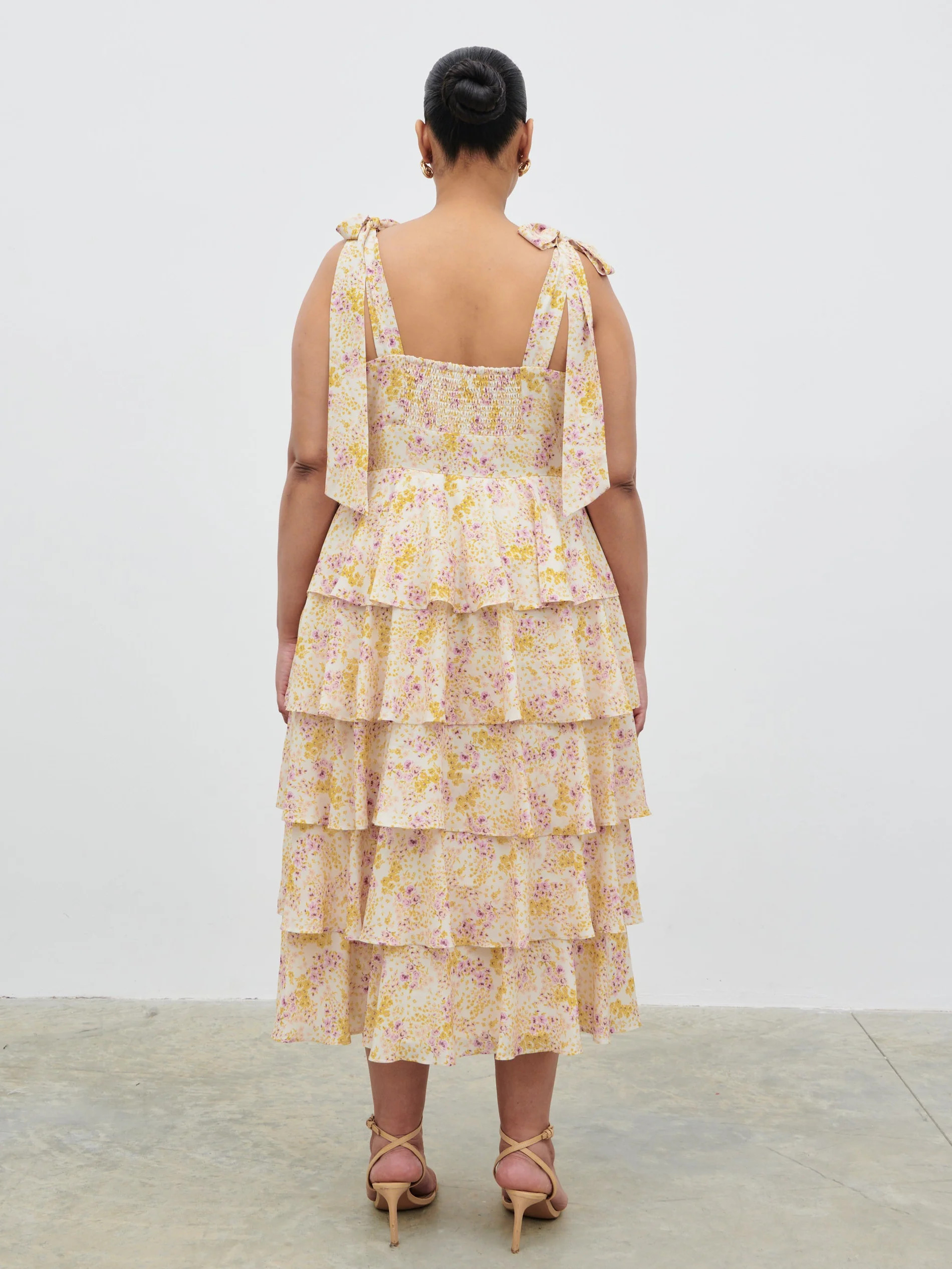 Fiore Tie Ruffle Midaxi Dress Curve | Pretty Lavish (UK)