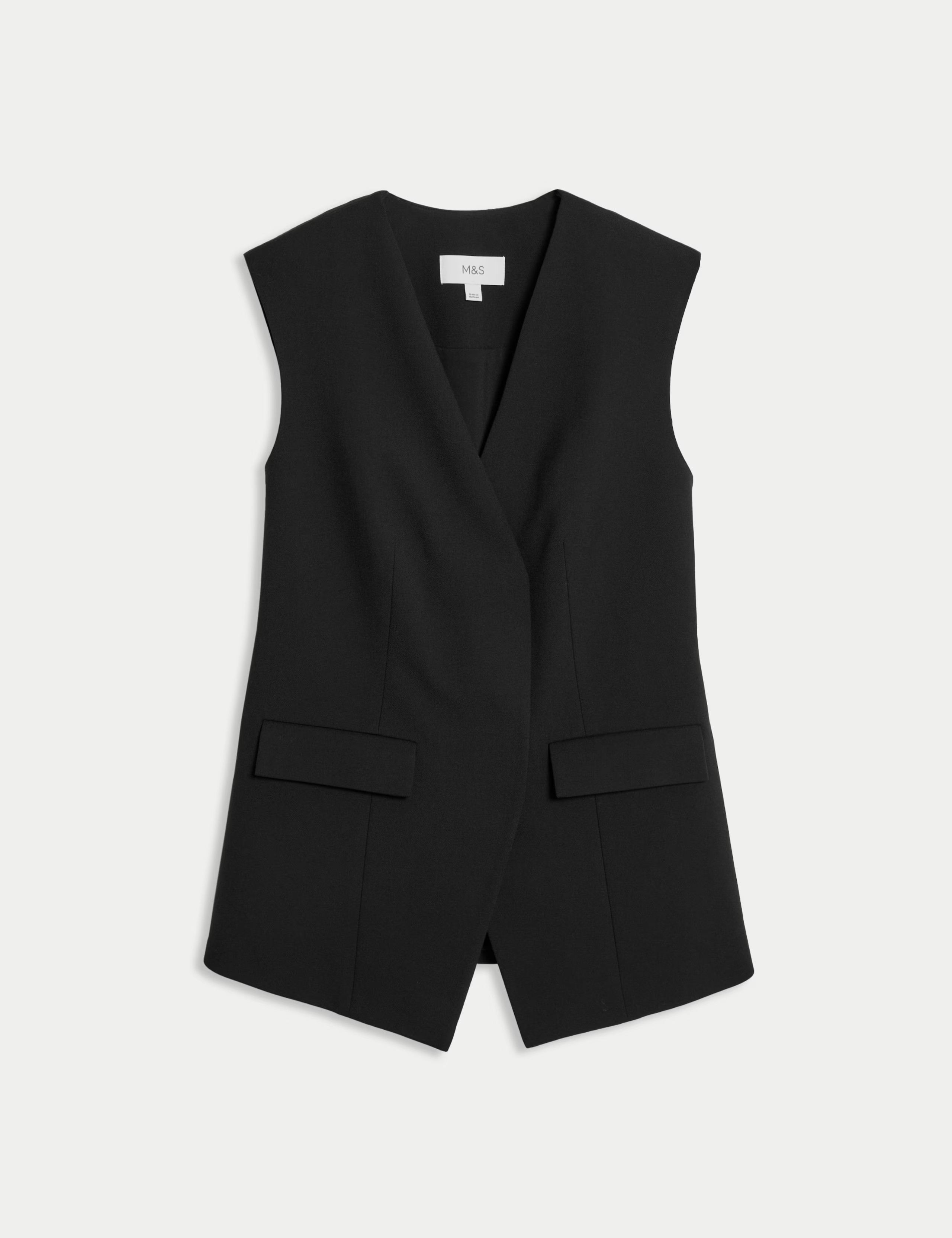 V-Neck Button Through Longline Waistcoat | M&S Collection | M&S | Marks & Spencer (UK)