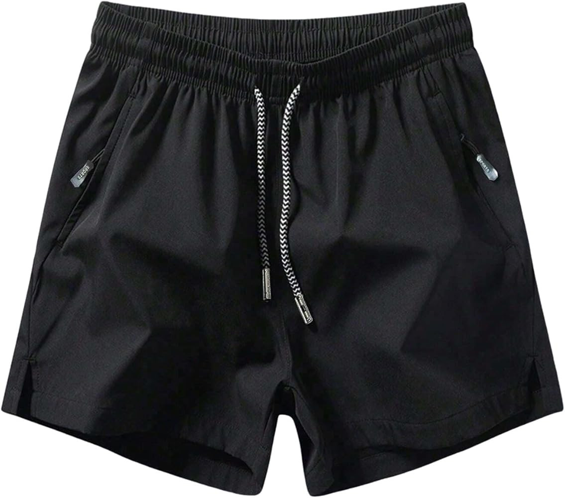 QIVICIMA Mens Workout Shorts Drawstring Waist Zipper Pocket Shorts Casual Shorts Trendy Summer At... | Amazon (US)