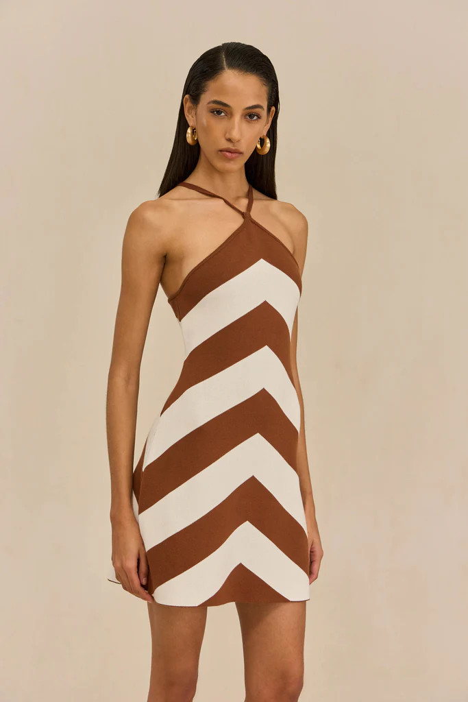 NELSON KNIT DRESS - LARGE SADDLE STRIPE | Cult Gaia - US