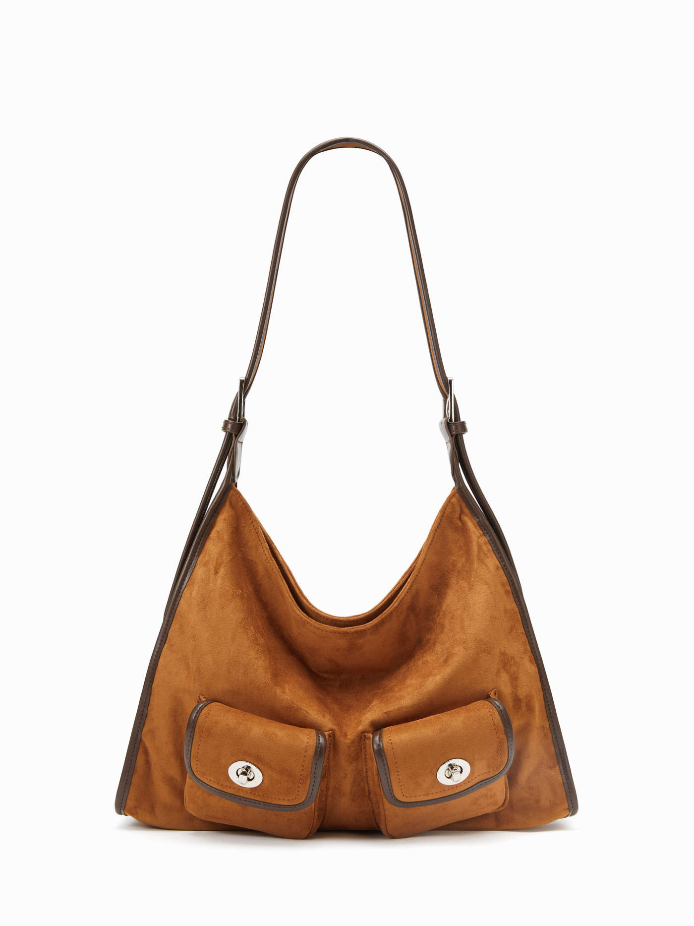 Suede Faux fur DOUBLE POCKET FAUX SUEDE TOTE BAG For Daily Casual | Cider
