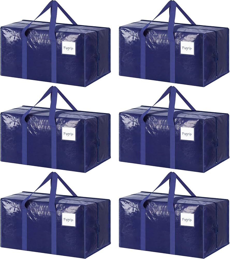 Amazon.com: 6 Pack Extra Heavy Duty Large Moving Bags with Strong Zipper & Comfortable Handles, S... | Amazon (US)