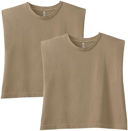 American Apparel Women's Heavyweight Cotton Boxy Cropped Garment Dyed Muscle Style G307GD Muscle ... | Amazon (US)