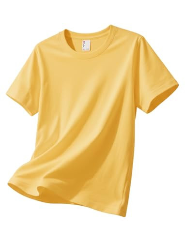 PATPAT Girls Yellow T Shirt, Cotton Crewneck Short Sleeve Tees, 15-16 Years | Amazon (US)