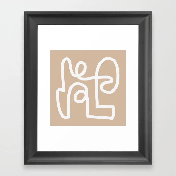 beige squiggle Framed Art Print | Society6