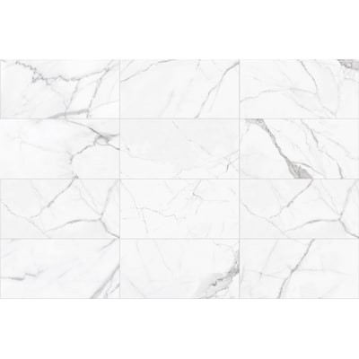 Satori  Statuario Polished 12-in x 24-in Polished Porcelain Marble Look Floor and Wall Tile | Lowe's