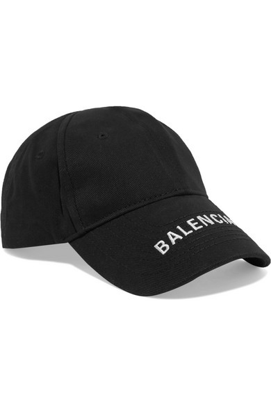 Balenciaga - Embroidered Cotton-twill Baseball Cap - Black | NET-A-PORTER (US)
