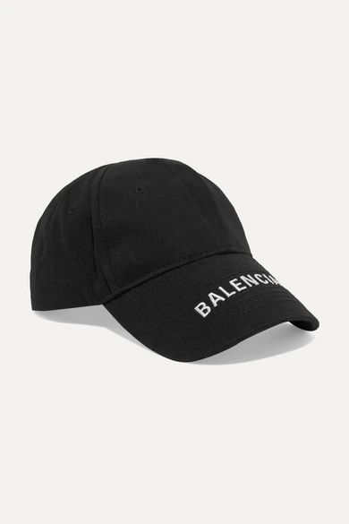 Balenciaga - Embroidered Cotton-twill Baseball Cap - Black | NET-A-PORTER (US)