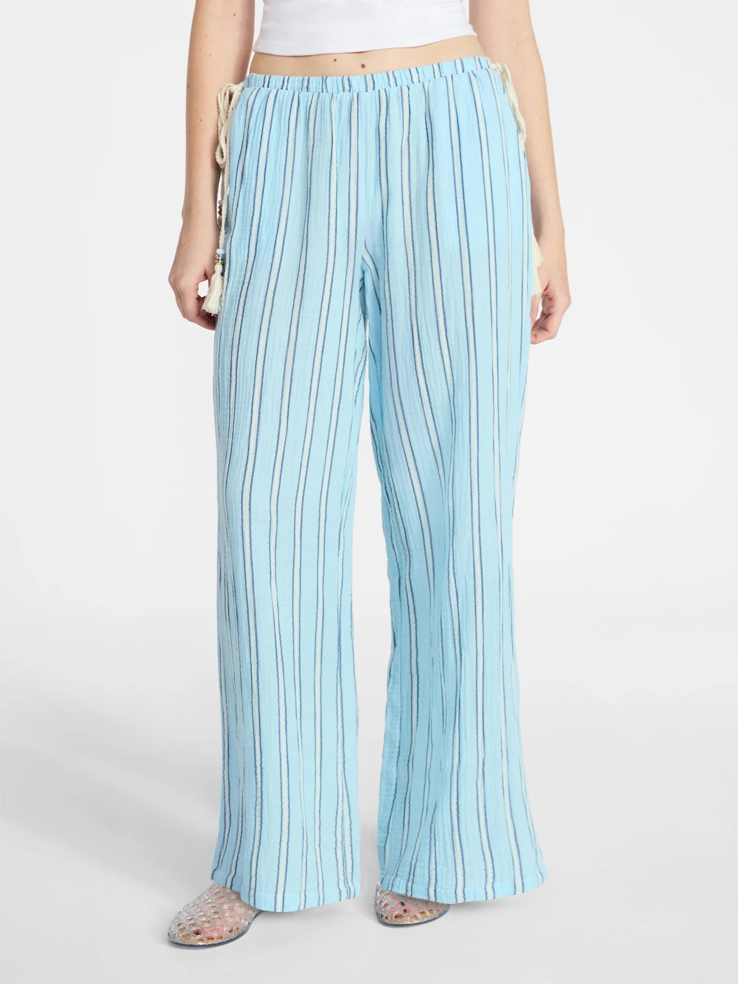 No Boundaries Cotton Gauze Side Tie Beach Pants, 31.5" Inseam, Women's XXS-4X | Walmart (US)