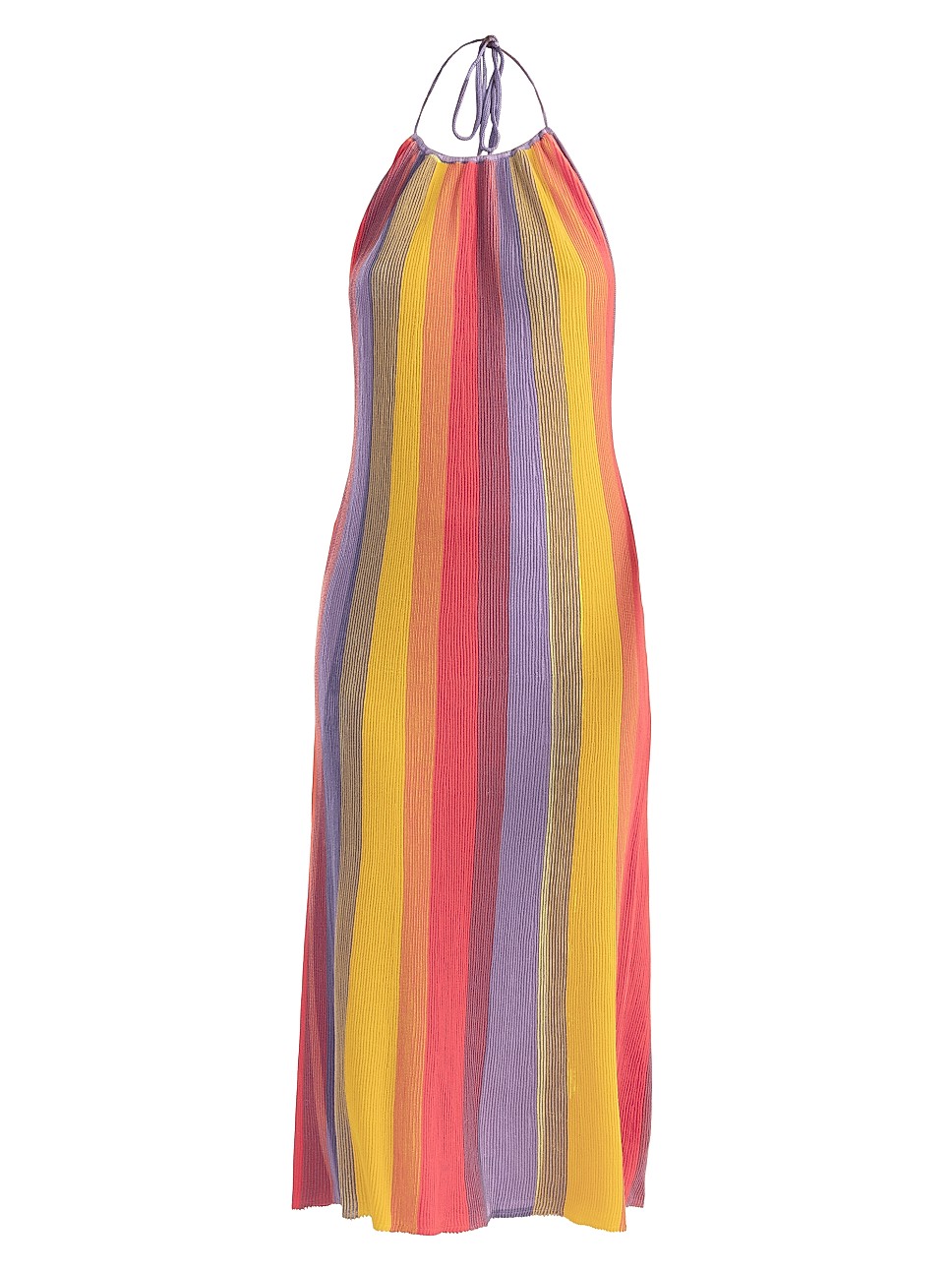 Striped Rib-Knit Halter Dress | Saks Fifth Avenue
