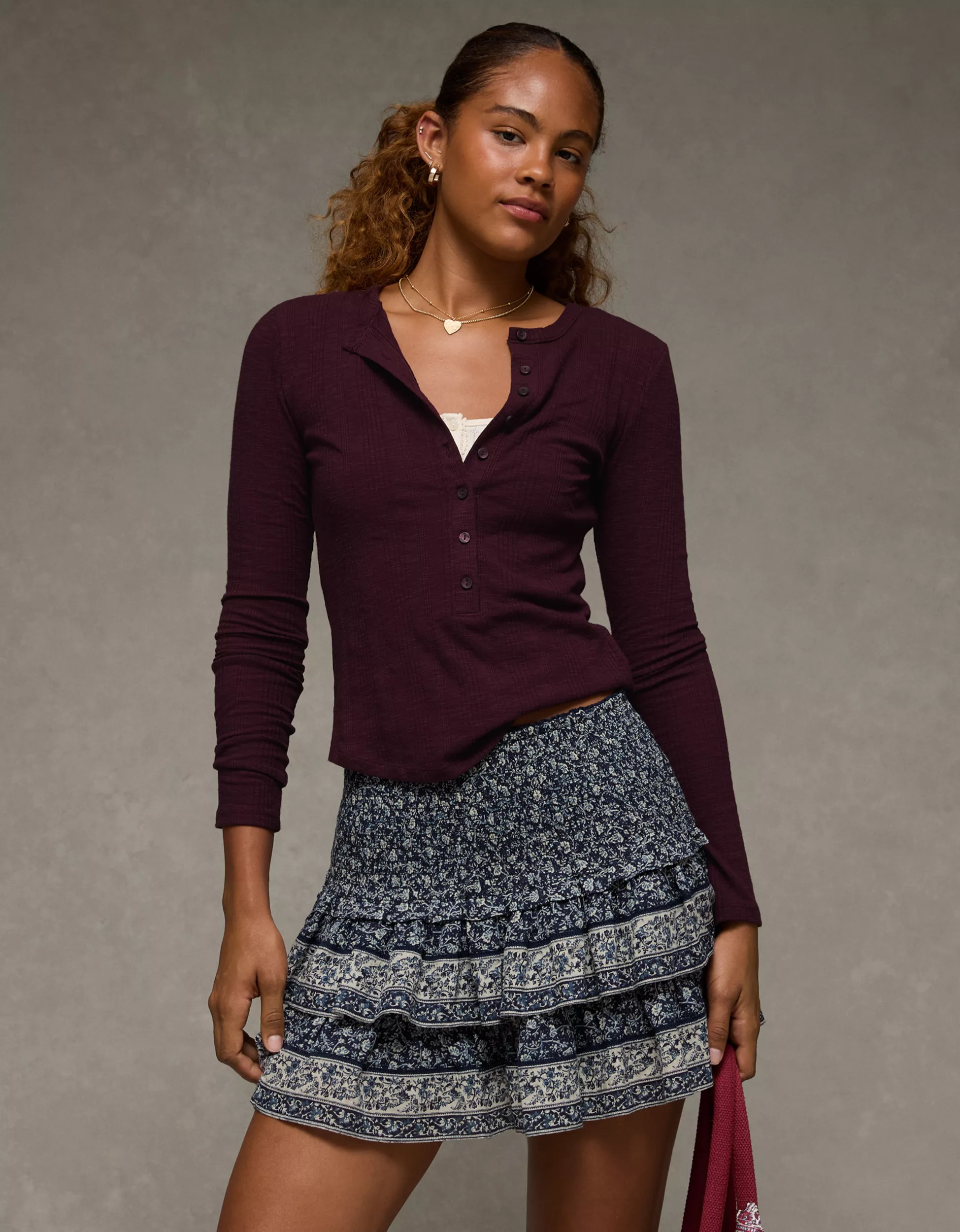 AE Long Sleeve Henley T-Shirt | American Eagle Outfitters (US & CA)
