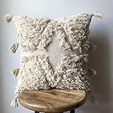 Cream Wedding Blanket Moroccan Pillow Cover With Tassel | Amazon (US)
