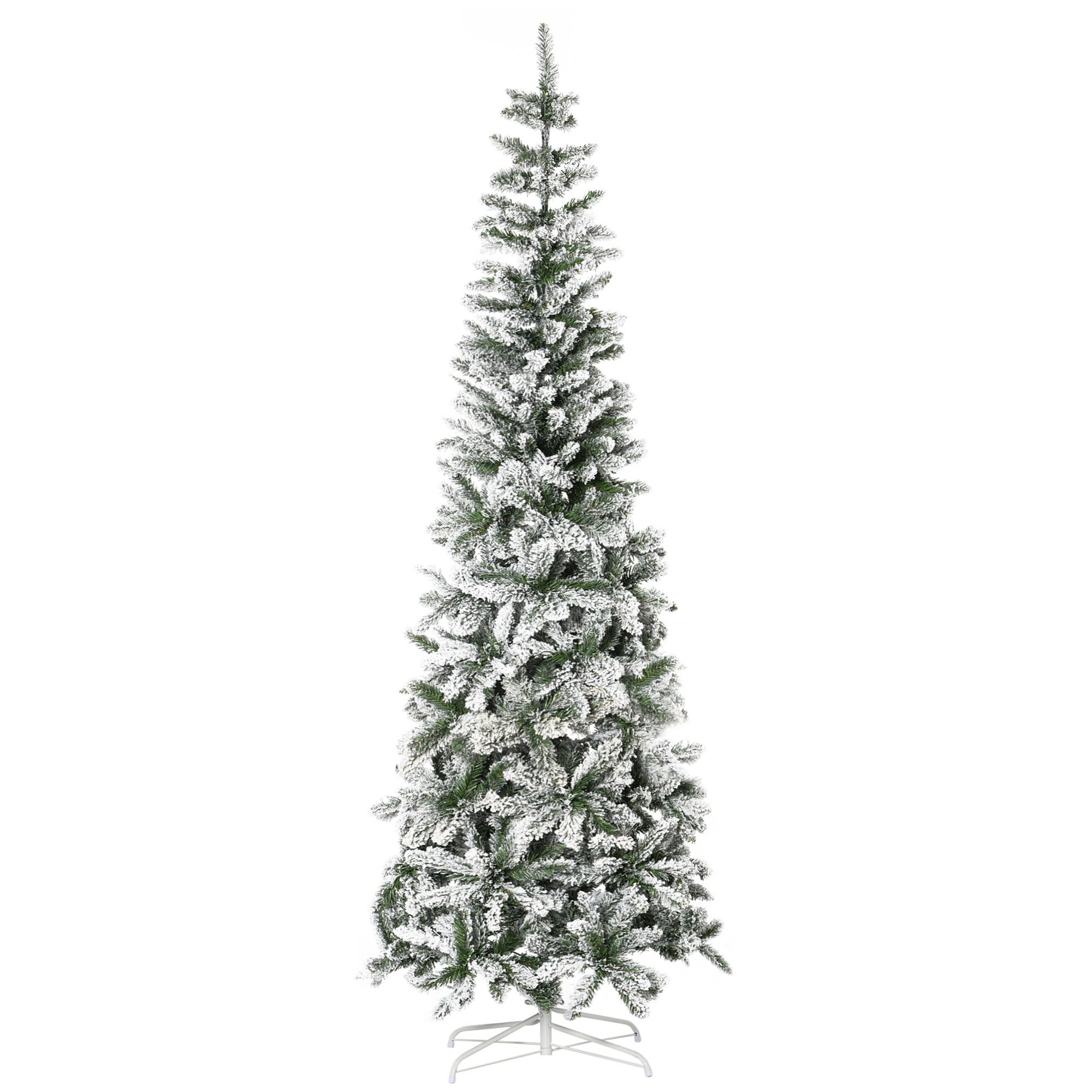HOMCOM 7.5' Christmas Tree w/ Unlit Snow Flocked Branches for Holiday Indoor - Walmart.com | Walmart (US)