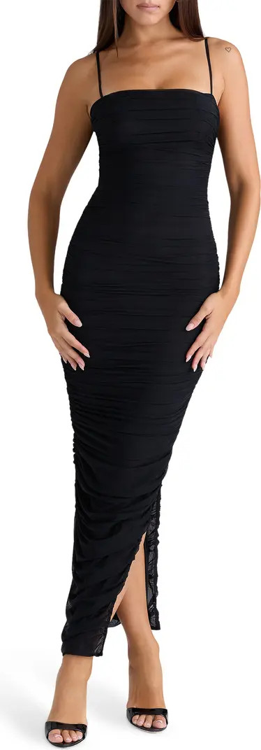 Fornarina Ruched Mesh Maxi Dress | Nordstrom