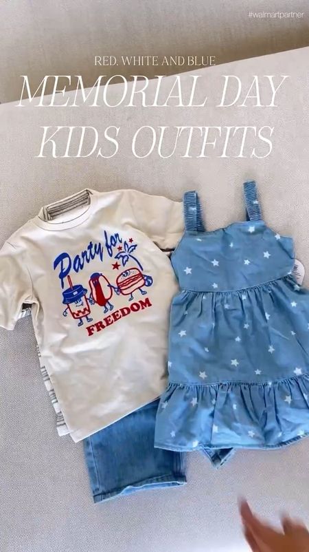 Red, white & blue Memorial Day kids outfits 🇺🇸 the cutest patriotic outfits for kids - perfect for upcoming Memorial Day BBQs and Fourth of July ✨ 

Kids Memorial Day outfit, toddler Memorial Day outfit, toddler patriotic outfit, kids Americana outfit, toddler sandals, patriotic accessories, toddler boy outfit, toddler girl outfit, girls denim dress, toddler girl swimsuit, kids summer outfit, Walmart, Christine Andrew 

#LTKVideo #LTKKids #LTKFamily