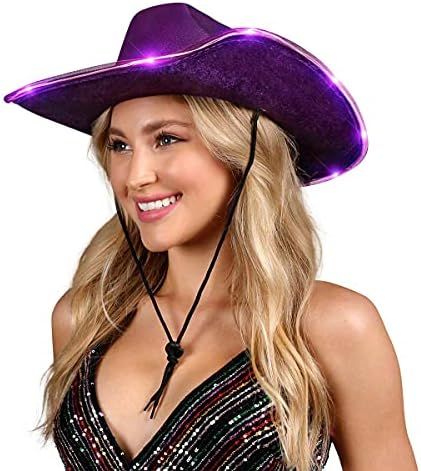 FlashingBlinkyLights Shiny Light Up Purple Cowboy Hat | Amazon (US)