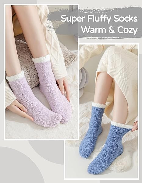 TEHOOK Fuzzy Socks Soft Cozy Fluffy Slipper Winter Warm Plush Socks Christmas Stocking Stuffers G... | Amazon (US)