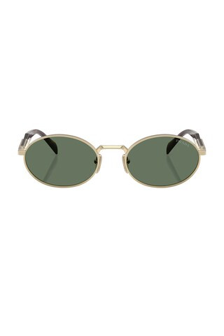 Prada Oval Sunglasses in Pale Gold - Metallic Gold. Size all. | FWRD 