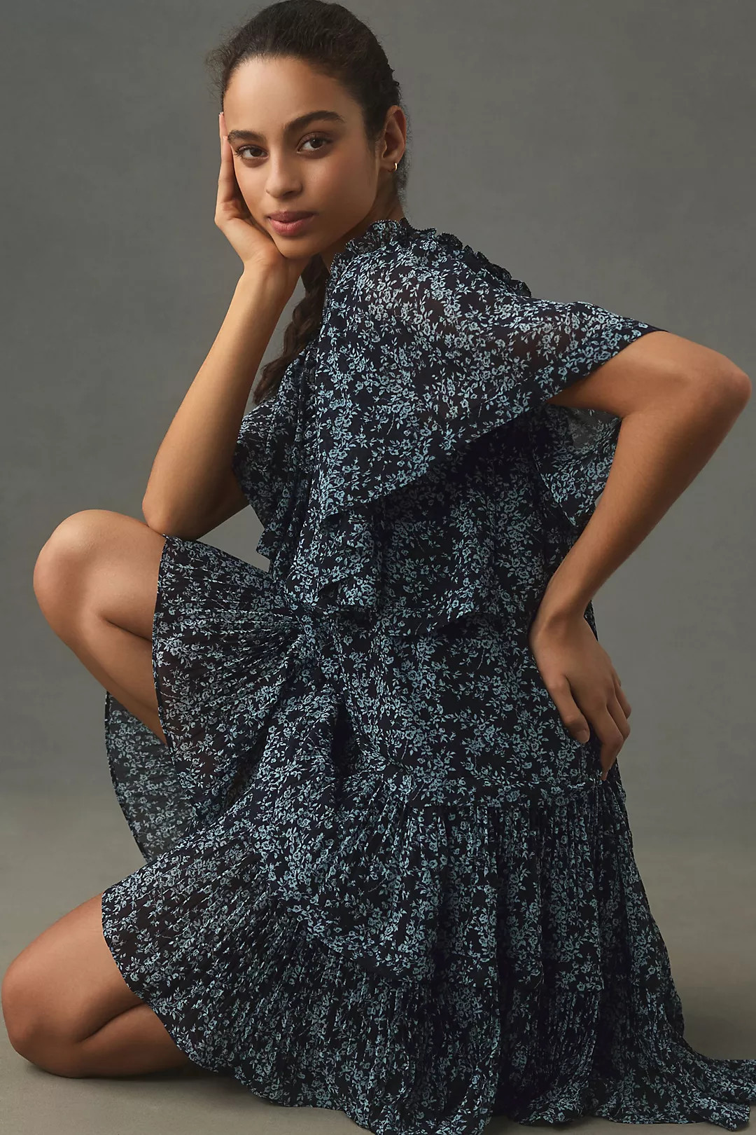 Short-Sleeve Keyhole Swing Tunic Mini Dress | Anthropologie (US)