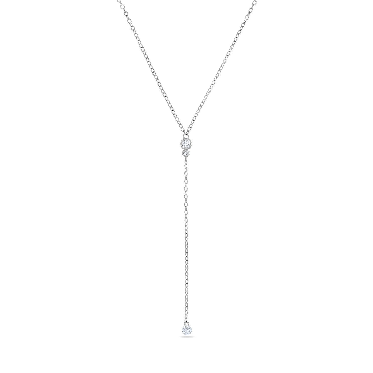 925 Sterling Silver CZ Stone Lariat Necklace | Emily Volaski