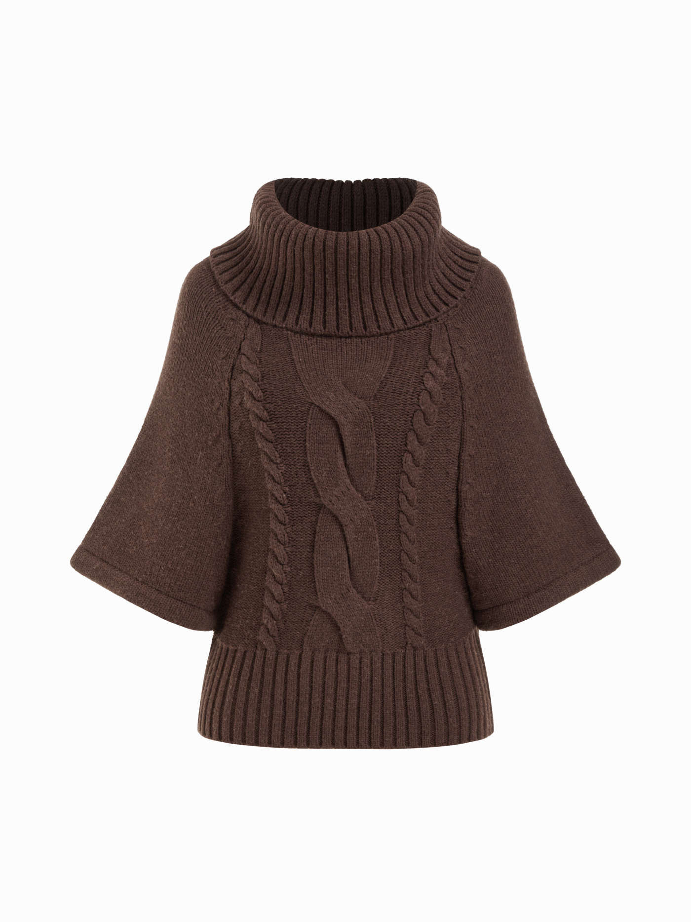 Cable Knit Wool-blend Turtleneck Mid-length Sleeve Oversized Top | Cider