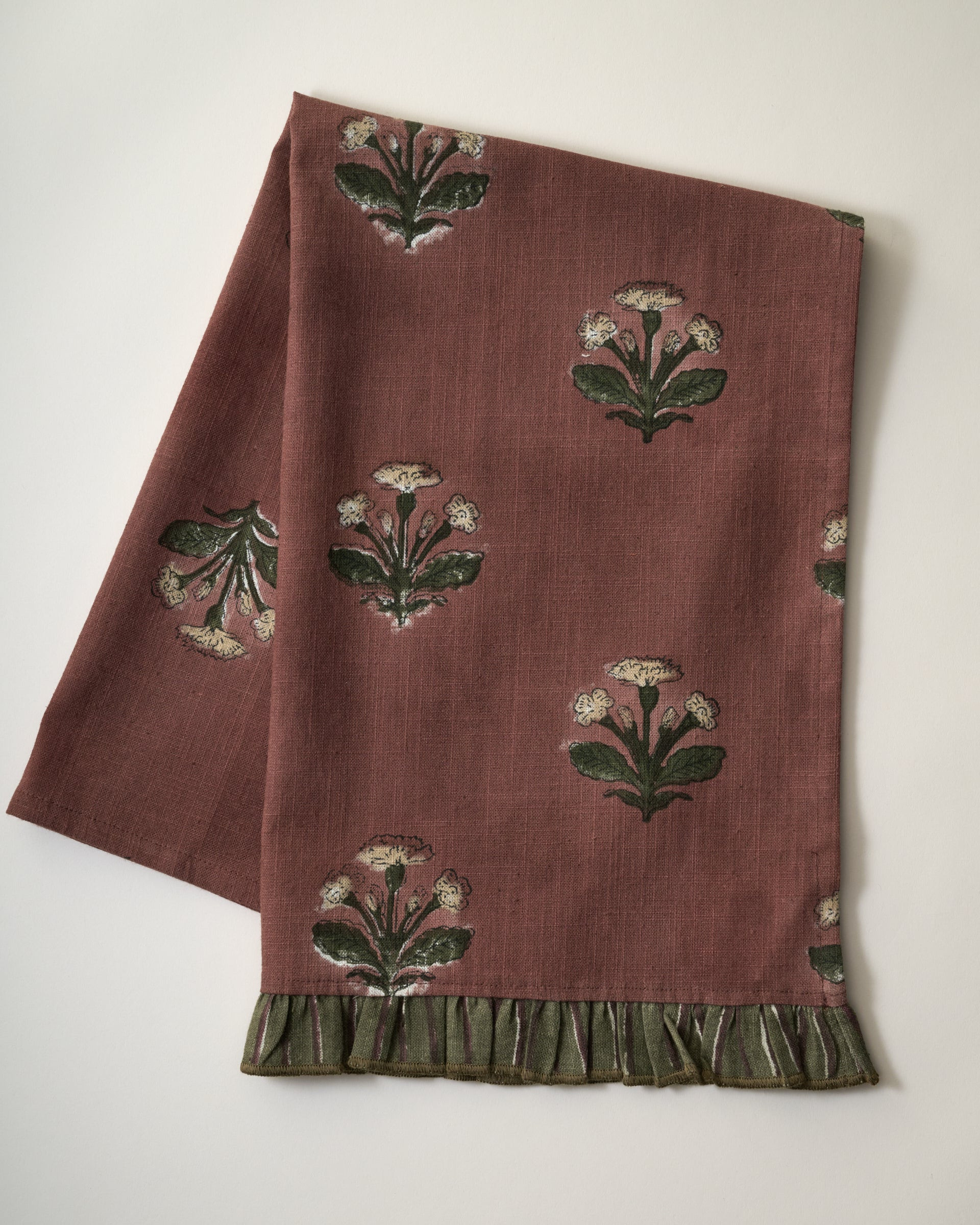 Copper Brown Herbarium Block Printed Tea Towel | Magnolia