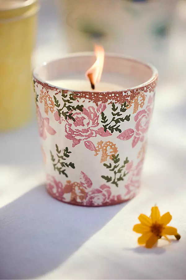 Rosy Floral Citronella Candle | Anthropologie (US)