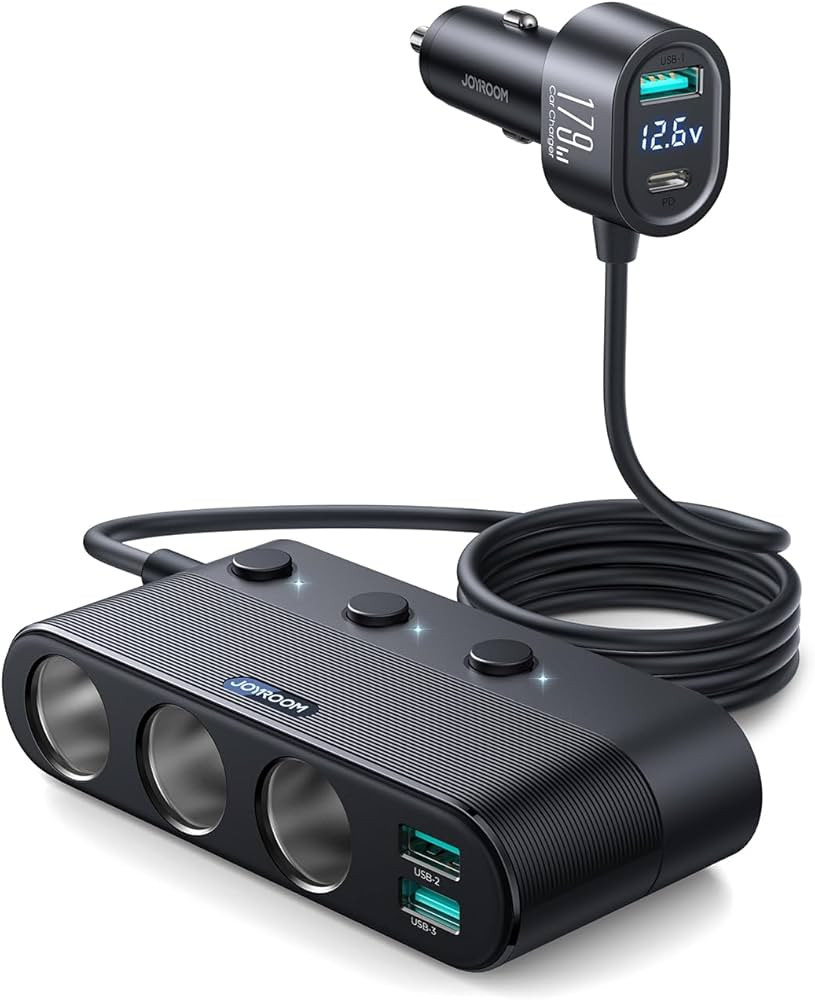 [2025 Upgraded] 7 in 1 Cigarette Lighter Adapter, JOYROOM 179W Car Charger Adapter with PD30W Cha... | Amazon (US)