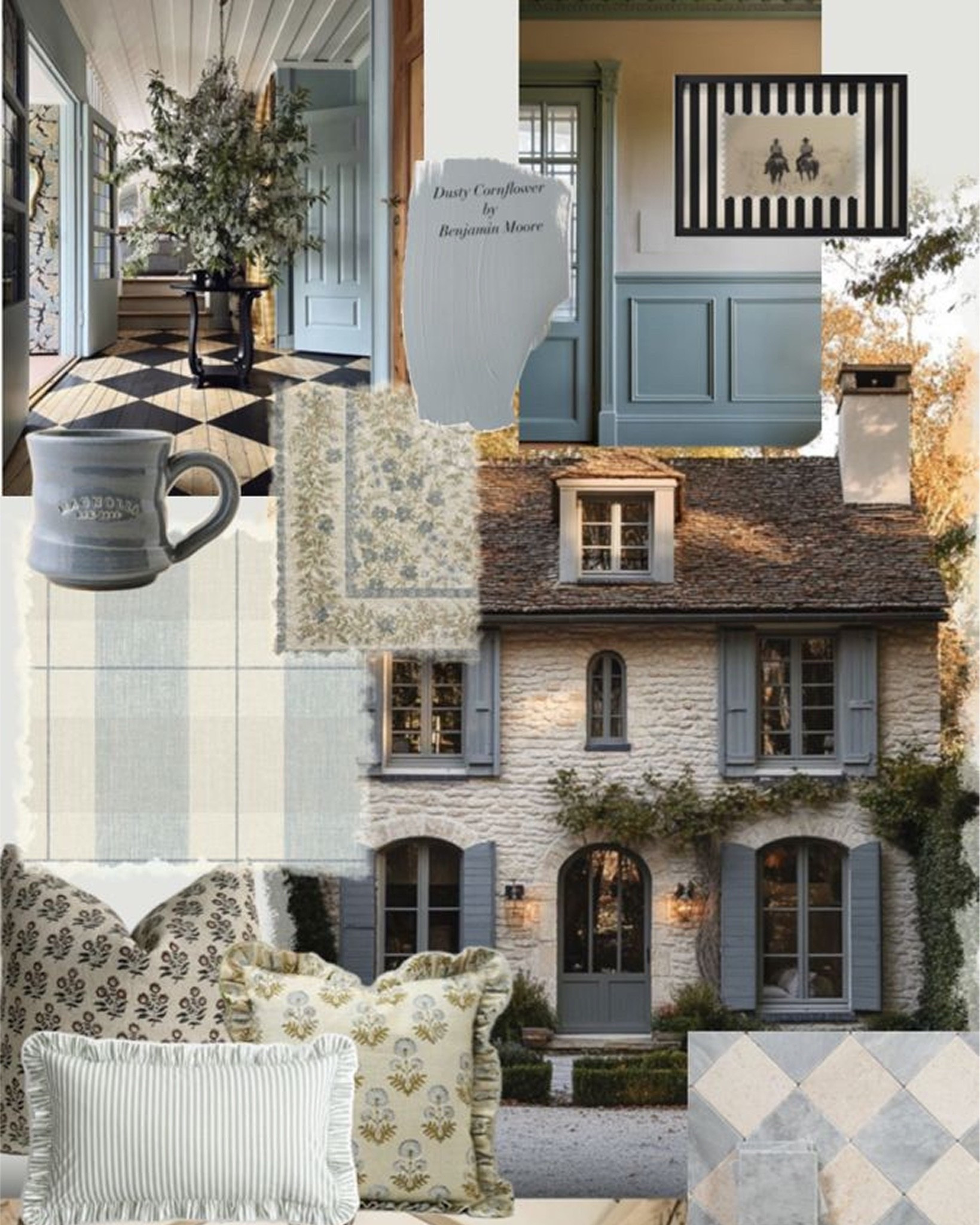 A mood I keep coming back to lately 🤍 

Dusty blue, soft pattern, worn stone, and that quiet cottage charm that never gets old. Everything about this palette feels warm, collected, and completely timeless. 

Shop the pieces here! 

#LTKhome