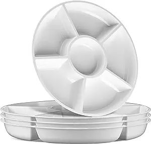 Plasticpro 6 Sectional Round Plastic Serving Tray/Platter (2, White) | Amazon (US)