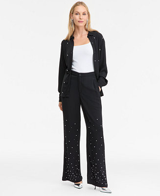Women's High-Rise Embellished Pants, Macy's Exclusive | Macy's