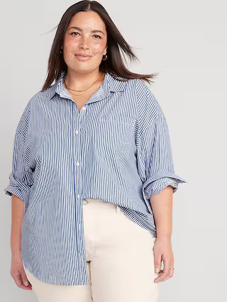 Oversized Button-Down Boyfriend Shirt | Old Navy (US)