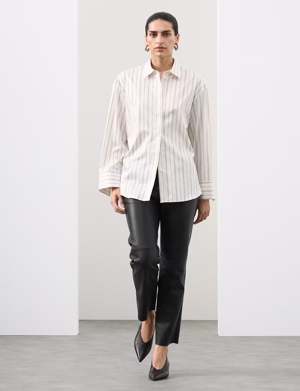 Leather Straight Leg Trousers | Marks & Spencer (UK)